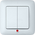 Wessen Прима Белый Выключатель 2-клавишный с индикацией 6A в сборе (опт)