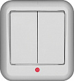 Wessen Прима Белый Выключатель 2-клавишный с индикацией 6A изолир.плата накладной в сборе (опт)