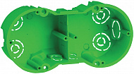 IEK КМ40023 Коробка установочная 2-местная для полых стен (с саморезами и метал.лапками) 141х70х45мм, IP20 / зеленый