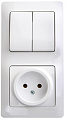 Блок: Розетка + выключатель Schneider Electric Glossa Белый 2-клавишный