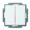 Выключатель двухклавишный, проходной (вкл/выкл с 2-х мест) 10 А / 250 В~, белый глянцевый ABB Carat