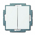 Выключатель двухклавишный, проходной (вкл/выкл с 2-х мест) 10 А / 250 В~, белый глянцевый ABB Carat