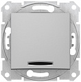 Schneider Electric Sedna Алюминий Выключатель 1-клавишный кнопочный с подсветкой 10A