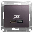 Розетка USB Schneider Electric Glossa Сиреневый туман  A+С, 5В/2,4А 2х5В/1,2 А механизм