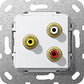 Gira System-55 Белый глянец Разъемы аудио тюльпан + композитный видео, паечн. контакт