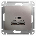 Розетка USB Schneider Electric Glossa Платина  A+A 5В/2,1 А 2х5В/1,05 А механизм