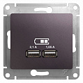 Розетка USB Schneider Electric Glossa Сиреневый туман  A+A 5В/2,1 А 2х5В/1,05 А механизм