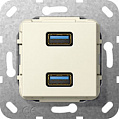 Gira System-55 Кремовый глянец Разъем USB 3.0 тип A 2-местный, инвертирующий адаптер