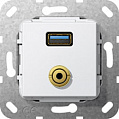 Gira System-55 Белый глянец Разъем USB 3.0 тип A + миниразъем