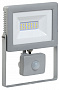 IEK СДО07-30Д Прожектор LED СОВ c датчиком движения 205х155х30мм 30W 6500K 2400Lm угол луча 120°С IP44 Серый