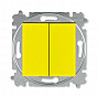 ABB Levit Выключатель двухклавишный жёлтый / дымчатый чёрный