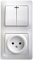 Блок: Розетка + выключатель Schneider Electric Glossa Белый 2-клавишный с подсветкой