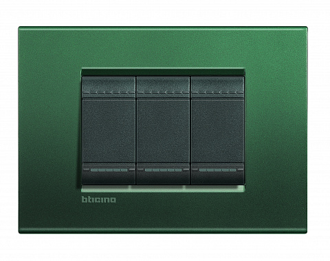 Bticino Living Light Зеленый шелк Рамка прямоугольная, 3 мод