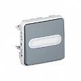 Legrand Plexo Серый Выключатель кнопочный с подсветкой с держателем этикетки НО-контакт 10A IP55