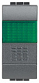 Bticino Living Light Антрацит Кнопка 10A, 1P-NО + индикатор с зелёным рассеивателем