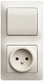 Блок: Розетка + выключатель Schneider Electric Glossa Бежевый 1-клавишный