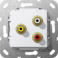 Gira System-55 Белый глянец Разъемы аудио тюльпан + композитный видео, инвертирующий адаптер