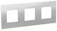 Schneider Electric Unica New Pure Алюминий матовый/Белый Рамка 3-постовая горизонтальная