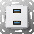 Gira System-55 E22 F100 Белый глянец Разъем USB 3.0 тип A 2-местный инвертирующий адаптер