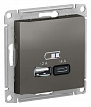 Розетка USB Сталь AtlasDesign A+С 5В/2,4 А 2х5В/1,2 А механизм