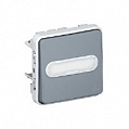 Legrand Plexo Серый Выключатель кнопочный с подсветкой с держателем этикетки НО+НЗ-контакт 10A IP55