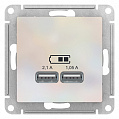 Розетка USB Жемчуг AtlasDesign 5В 1 порт x 2,1A 2 порта х 1,05A механизм
