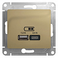 Розетка USB Schneider Electric Glossa Титан  A+С, 5В/2,4А 2х5В/1,2 А механизм