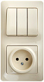 Блок: Розетка + выключатель Schneider Electric Glossa Бежевый 3-клавишный