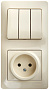 Блок: Розетка + выключатель Schneider Electric Glossa Бежевый 3-клавишный