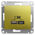 Розетка USB Schneider Electric Glossa Фисташковый  A+С, 5В/2,4А 2х5В/1,2 А механизм
