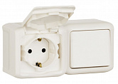 Legrand Quteo Белый Выключатель 1-клавишный + розетка с заземлением с защитными шторками с крышкой IP44
