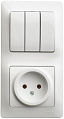 Блок: Розетка + выключатель Schneider Electric Glossa Белый 3-клавишный