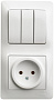 Блок: Розетка + выключатель Schneider Electric Glossa Белый 3-клавишный