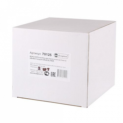 Экопласт BOX/2+2ST66 Коробка для люков в пол на 2 поста (45х45мм)+2 модуля (45х22,5) (70025), пластик
