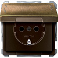 Merten System Design Античная латунь Розетка 1-ая с заземлением с защитными шторками с крышкой безвинт зажим