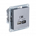 Розетка USB Сталь AtlasDesign A + тип-C 45W высокоскор.заряд. QC PD механизм
