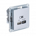 Розетка USB Алюминий AtlasDesign A + тип-C 45W высокоскор.заряд. QCPD механизм
