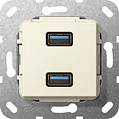 Gira System-55 Кремовый глянец Разъем USB 3.0 тип A 2-местный, разветвительный кабель