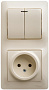 Блок: Розетка + выключатель Schneider Electric Glossa Бежевый 2-клавишный с подсветкой