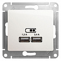 Розетка USB Schneider Electric Glossa Перламутр  A+С, 5В/2,4А 2х5В/1,2 А механизм