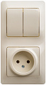 Блок: Розетка + выключатель Schneider Electric Glossa Бежевый 2-клавишный