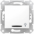 Schneider Electric Sedna Белый Выключатель 1-клавишный кнопочный с подсветкой с символом "Свет" 10A