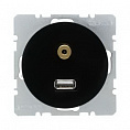 Berker R.1/R.3 Черный глянцевый Розетка USB/3.5Audio