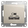 Розетка USB Schneider Electric Glossa Молочный  A+A 5В/2,1 А 2х5В/1,05 А механизм