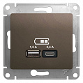 Розетка USB Schneider Electric Glossa Шоколад  A+С, 5В/2,4А 2х5В/1,2 А механизм