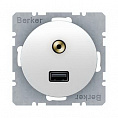 Berker R.1/R.3 Полярная белизна глянцевый Розетка USB/3.5Audio