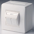 DKC Brava Коробка в сборе: Розетка компьютерная 2хRJ-45, кат. 5е (2 мод.) / белый