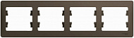Рамка Schneider Electric Glossa Шоколад 4-постовая горизонтальная