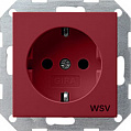 Gira System-55 Красный глянецевый Розетка 1-ая с заземлением с маркировкой WSV (особые меры безопасности)