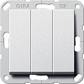 Gira System-55 Алюминий Выключатель 3-клавишный (вкл./откл.) Британский стандарт